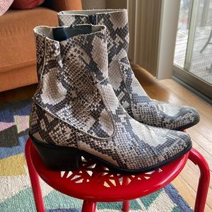 UO snakeskin ankle boots